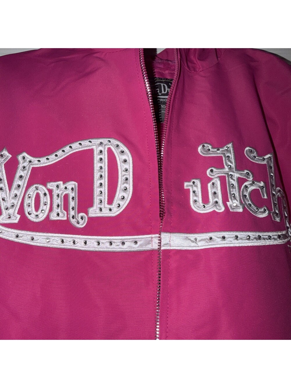 Von Dutch KIDS 10/12 Pink Windbreaker Rhinestone Jacket. - Picture 2 of 7